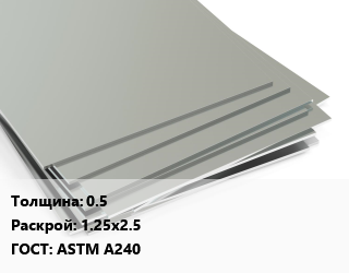 Лист нержавеющий 0.5 1.25х2.5 ASTM A240, м2 цена от 919.13 Тг / т, где купить, условия доставки в Кызылорде и Кызылординской области
